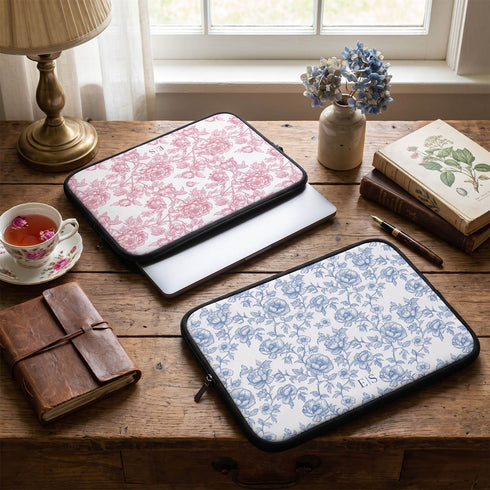 Personalized French Toile De Jouy Laptop Sleeve