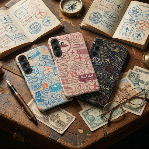 Personalized Travel Stamp Galaxy Case - Name, Date & Favorite City