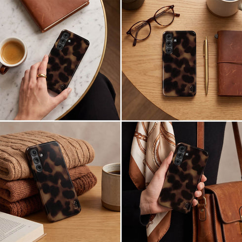 Personalized Amber Tortoise Vertical Initials Galaxy Case