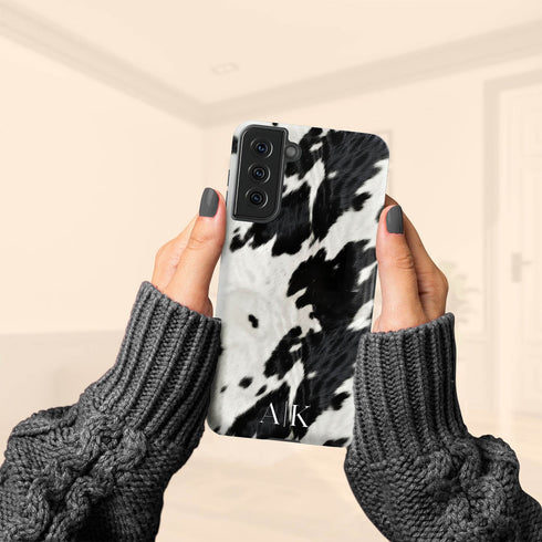 Custom Initials Cowhide Galaxy Case
