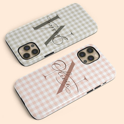 Custom Gingham Name & Initials iPhone Case