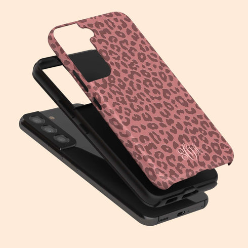 Nude Leopard Custom Monogram Galaxy Case