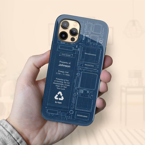 Personalized Schematic Blueprint Circuit Board iPhone Case