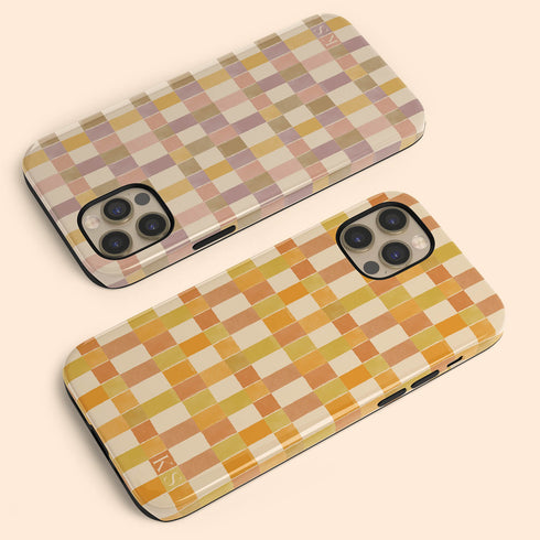 Custom Initials Tartan Plaid Checkerboard iPhone Case
