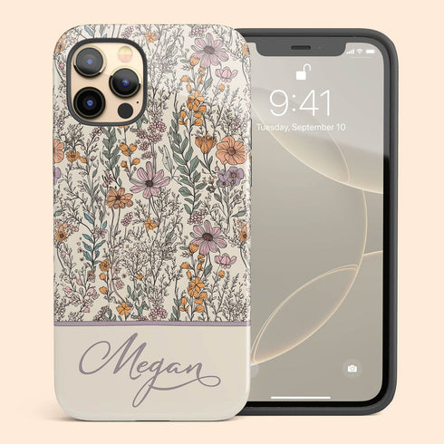 Custom Name Wildflower Meadows Cottagecore iPhone Case
