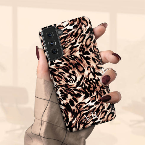 Custom Monogram Initials Fierce Leopard Galaxy Case