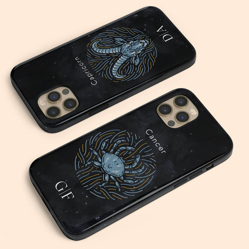 Personalized Black Zodiac Horoscope Sign iPhone Case