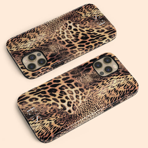 Exotic Leopard Custom Initials iPhone Case