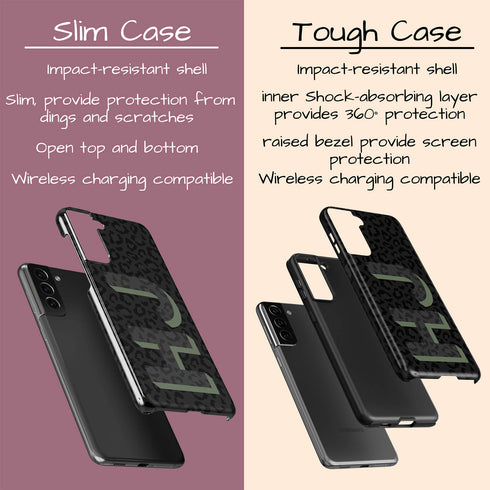 3D Initials Dark Leopard Galaxy Case - Vertical