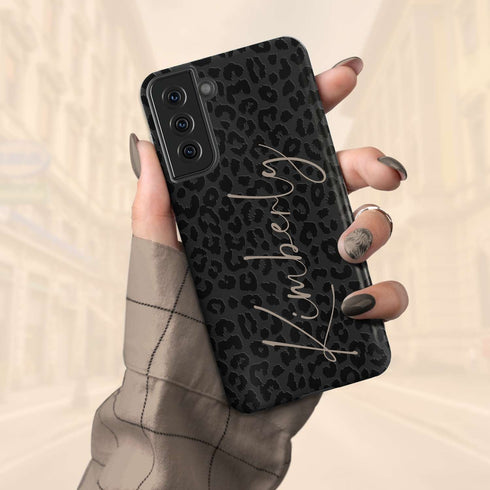 Dark Leopard Signature Name Galaxy Case
