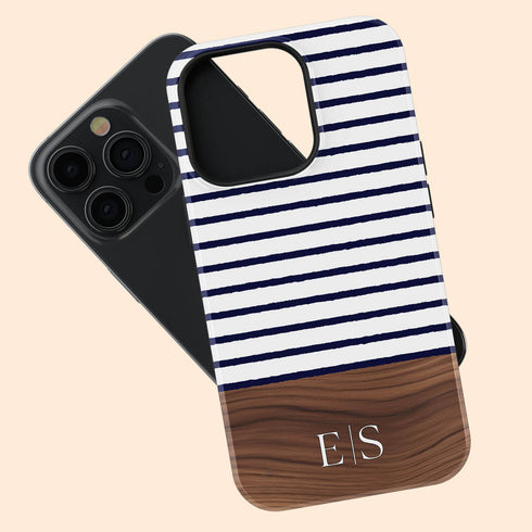 Custom Initials Rustic Wood Stripes iPhone Case