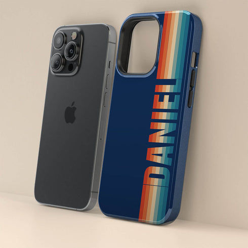 Custom Name Retro Rainbow Stripes iPhone Case