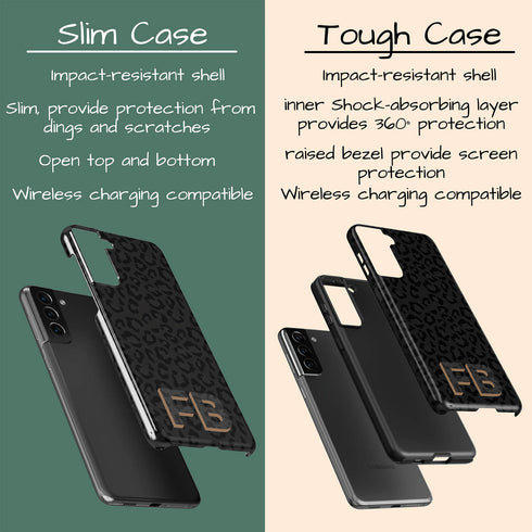 Custom 3D Initials Dark Leopard Galaxy Case - Centered