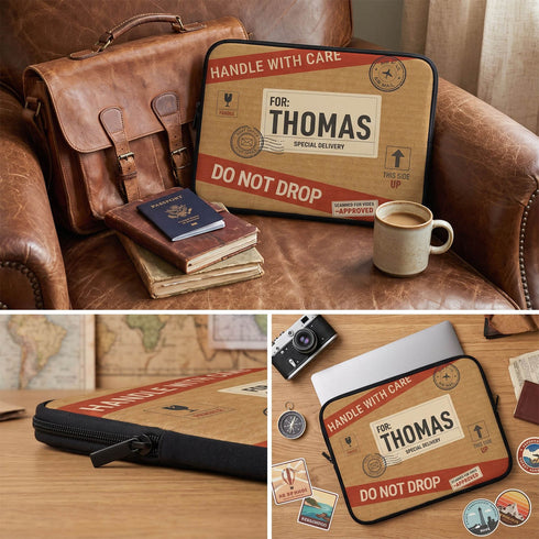 Personalized Fragile Handle With Care Laptop Sleeve