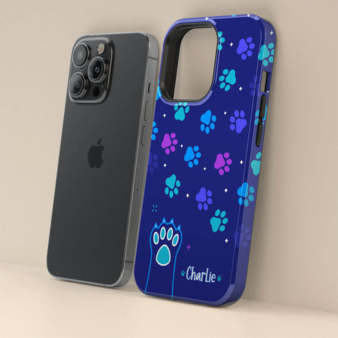 Custom Name Cat Paws iPhone Case