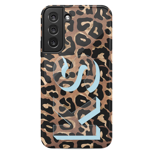 Wild Metallic Leopard 3D Initials Galaxy Case