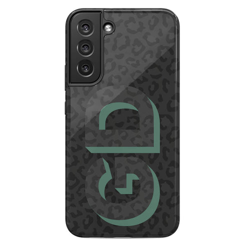 3D Initials Dark Leopard Galaxy Case - Vertical