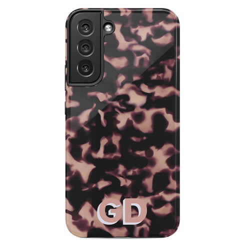 3D Custom Initials Dark Tort Galaxy Case - Centered
