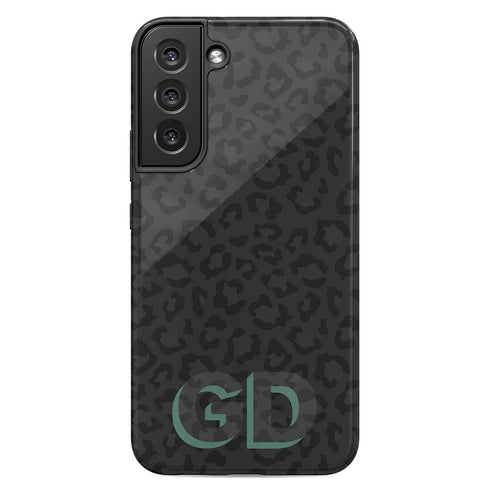 Custom 3D Initials Dark Leopard Galaxy Case - Centered