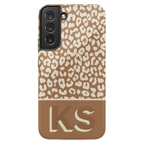 Boho Leopard 3D Initials Galaxy Case