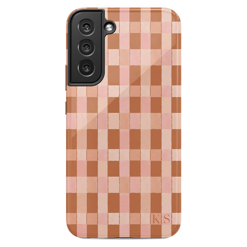 Custom Initials Tartan Plaid Checkerboard Galaxy Case