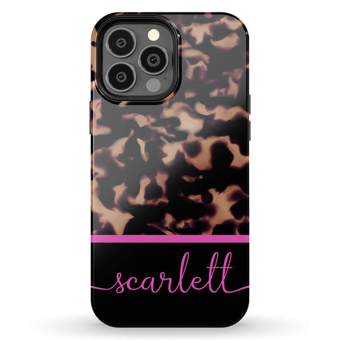 Custom Name Dark Tortoiseshell iPhone Case