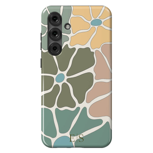Custom Initials Abstract Flowers Galaxy Case - V2