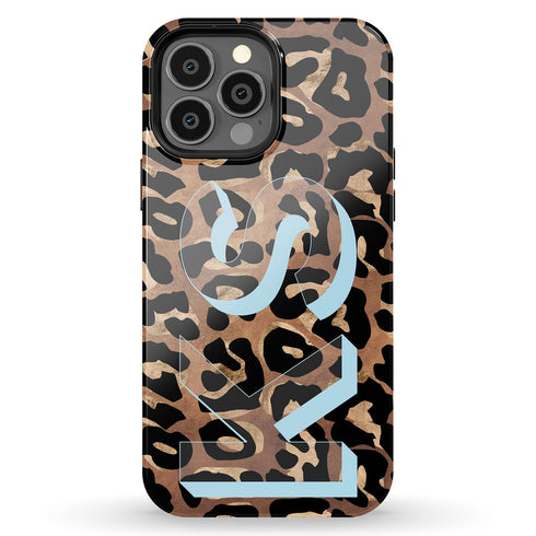 Wild Metallic Leopard 3D Initials iPhone Case