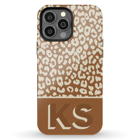 Boho Leopard 3D Initials iPhone Case