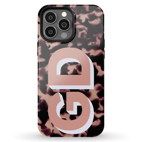 Custom 3D Initials Dark Tort iPhone Case