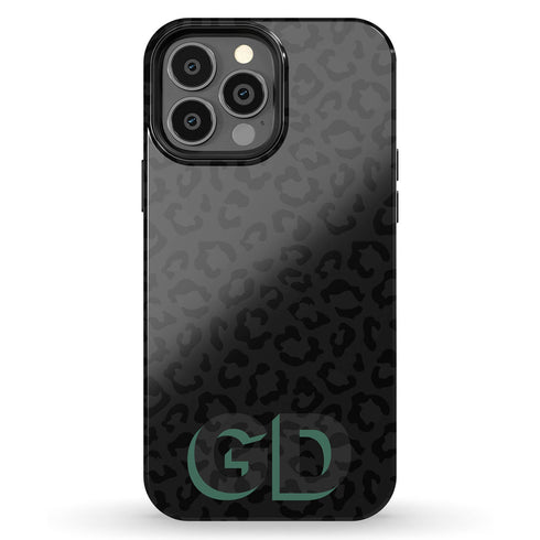 Custom 3D Initials Dark Leopard iPhone Case - Centered