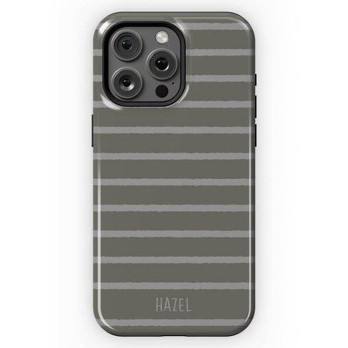 Custom Name Earth Tone Stripes iPhone Case