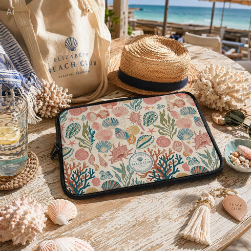 Personalized Beach Club Society Laptop Sleeve