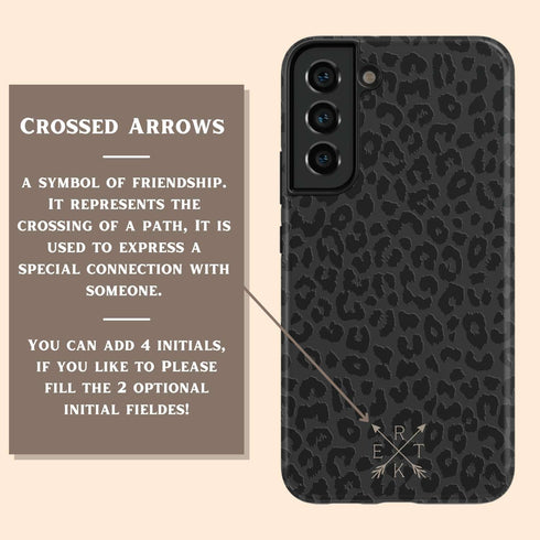 Dark Leopard Crossed Arrows Initials Galaxy Case