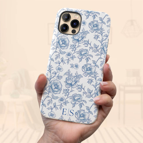 Custom Initials French Toile De Jouy iPhone Case V1