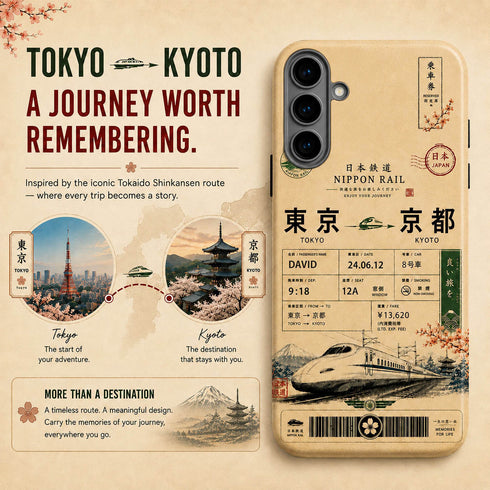 Personalized Vintage Japanese Train Ticket Galaxy Case