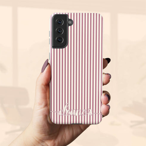 Custom Name Cute Chic Vertical Stripes Galaxy Case