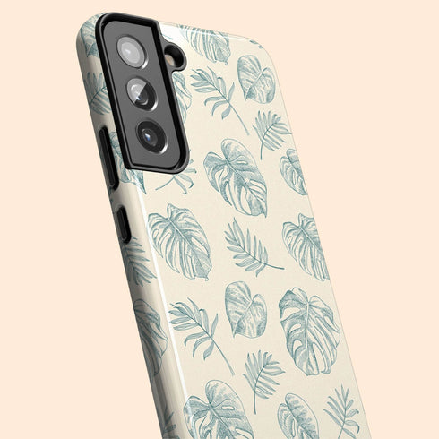Custom Initials Tropical Monstera Leaves Galaxy Case