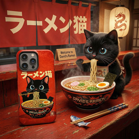 Personalized Kawaii Ramen Cat iPhone Case