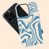 Custom Initials Swirl Wavy Marble iPhone Case