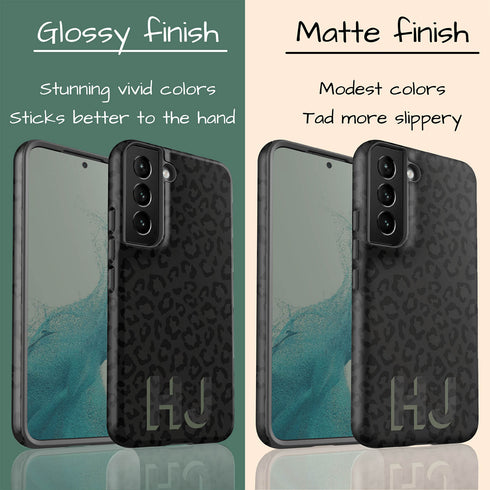 Custom 3D Initials Dark Leopard Galaxy Case - Centered