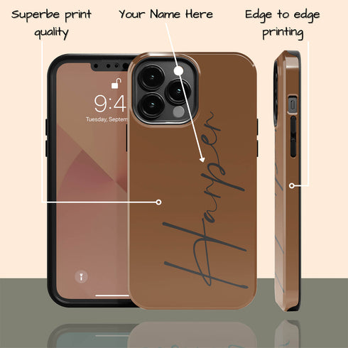 Custom Signature Name Earth Tones iPhone Case - Dark