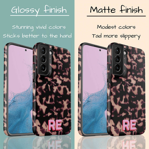 3D Custom Initials Dark Tort Galaxy Case - Centered