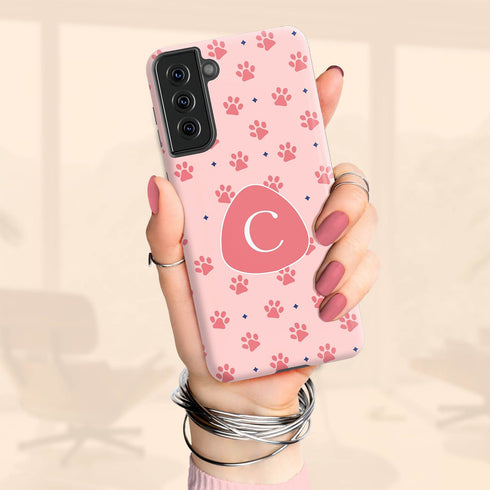 Custom Initials Cat Paws Galaxy Case