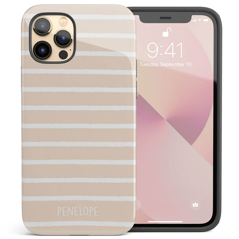 Custom Name Hand Drawn Pastel Stripes iPhone Case