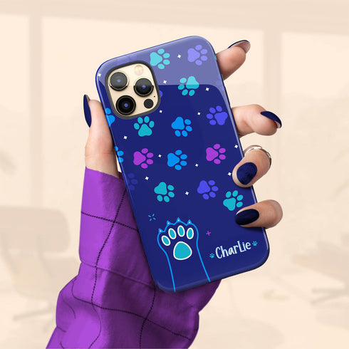 Custom Name Cat Paws iPhone Case
