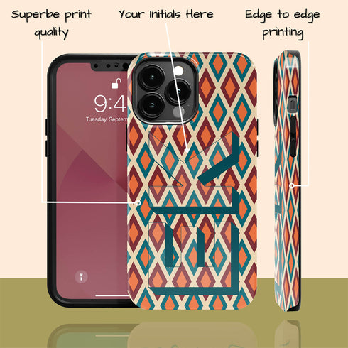 Retro Custom 3D Initials iPhone Case