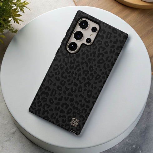 Custom QR Code Dark Leopard Galaxy Case