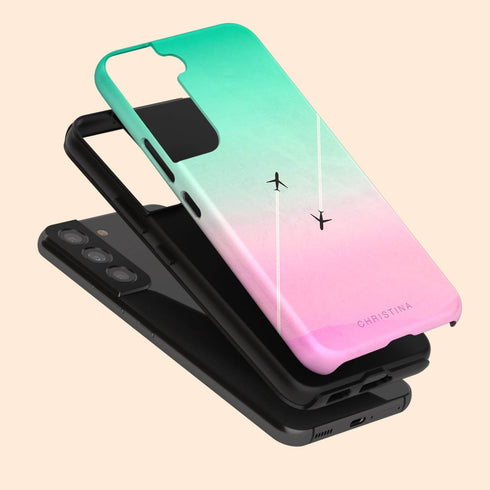 Personalized Pastel Gradient Sky Airplane Galaxy Case