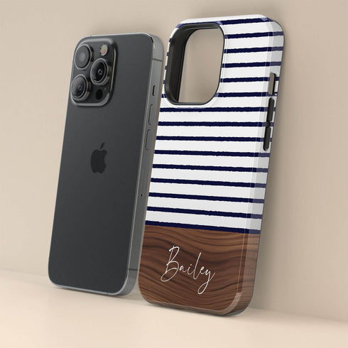Custom Name Rustic Wood Stripes iPhone Case